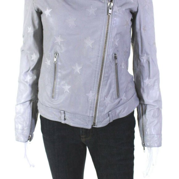 COPY - Samantha Sipos Seeing Stars Lamb Leather Jacket Gray - Picture 7 of 7